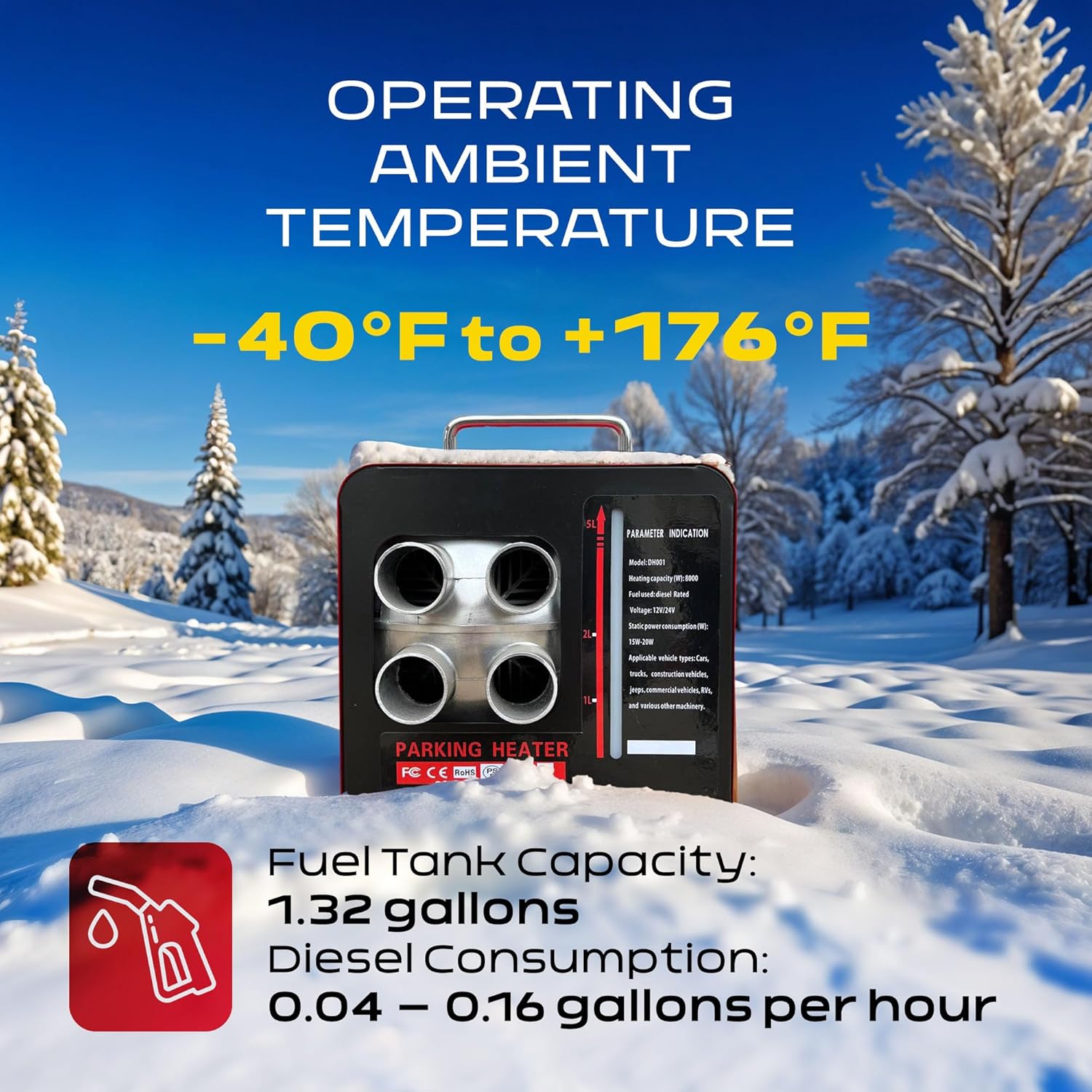 Trailson 8kW Portable Diesel Air Heater – 12V/24V/220V, LCD, Remote